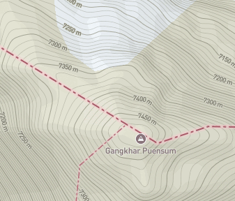 Mapa lokality Gangkhar Puensum