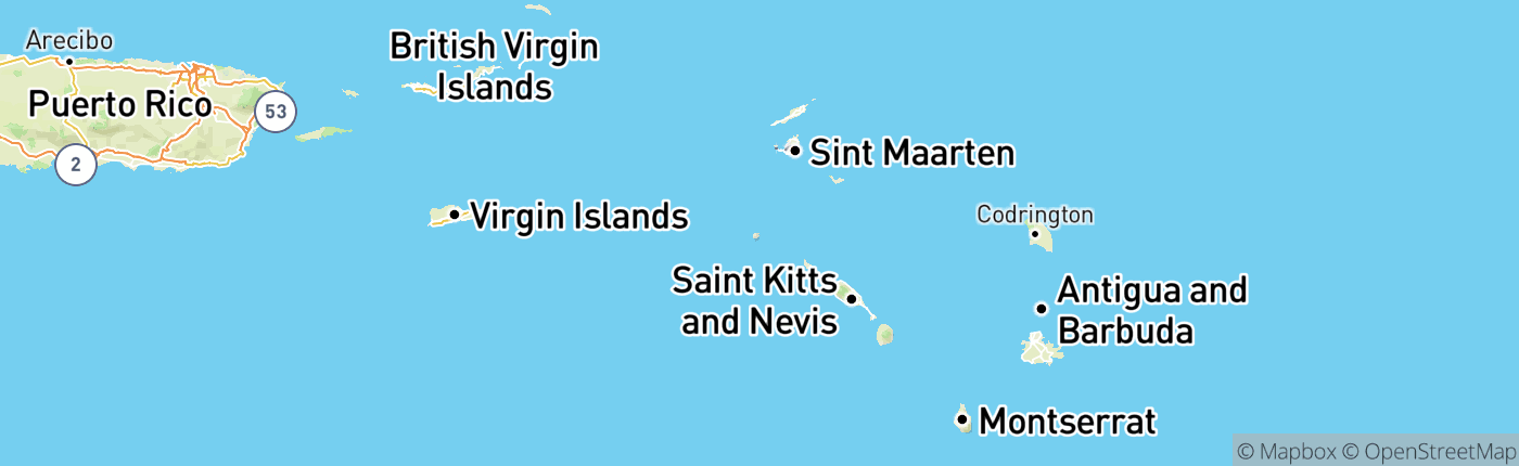 Mapa Karibské Holandsko