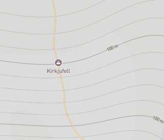 Mapa lokality Osamelá islandská chrámová hora Kirkjufell
