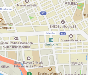 Mapa lokality Knižné mesto Jimbōchō