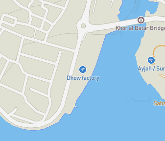 Mapa lokality Továreň Dhow v meste Sur