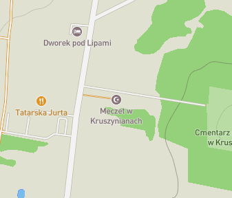 Mapa lokality Zelená mešita Kruszyniany