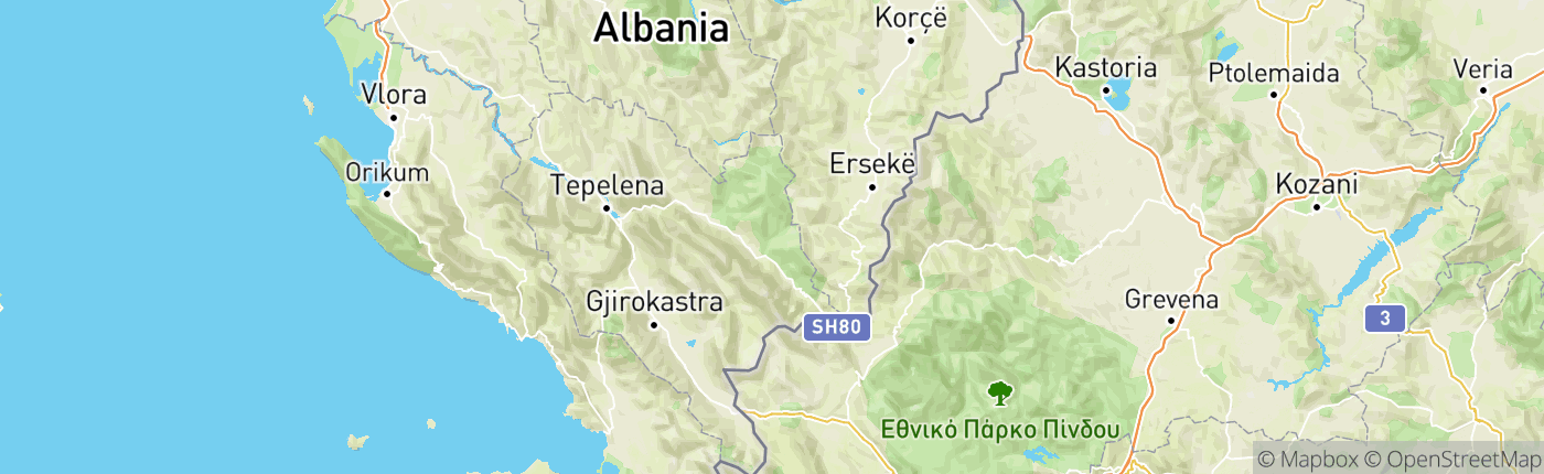 Mapa Albánsko