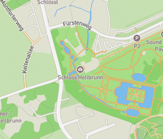Mapa lokality Vodné hrátky na zámku Hellbrunn