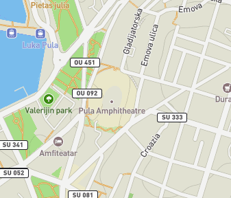Mapa lokality Aréna Pula