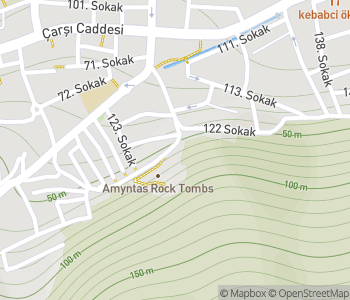 Mapa lokality Lýkijské skalné hrobky