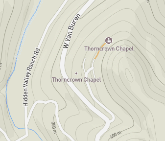 Mapa lokality Kaplnka Thorncrown