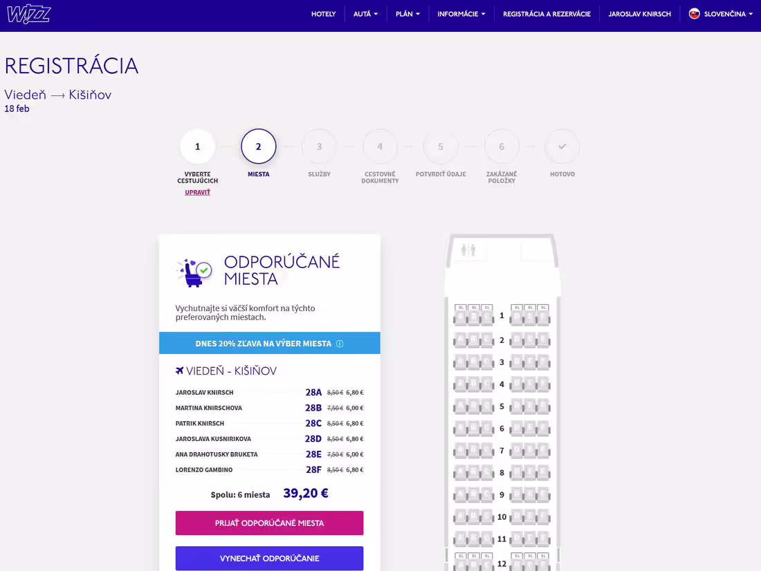WizzAir výber miesta