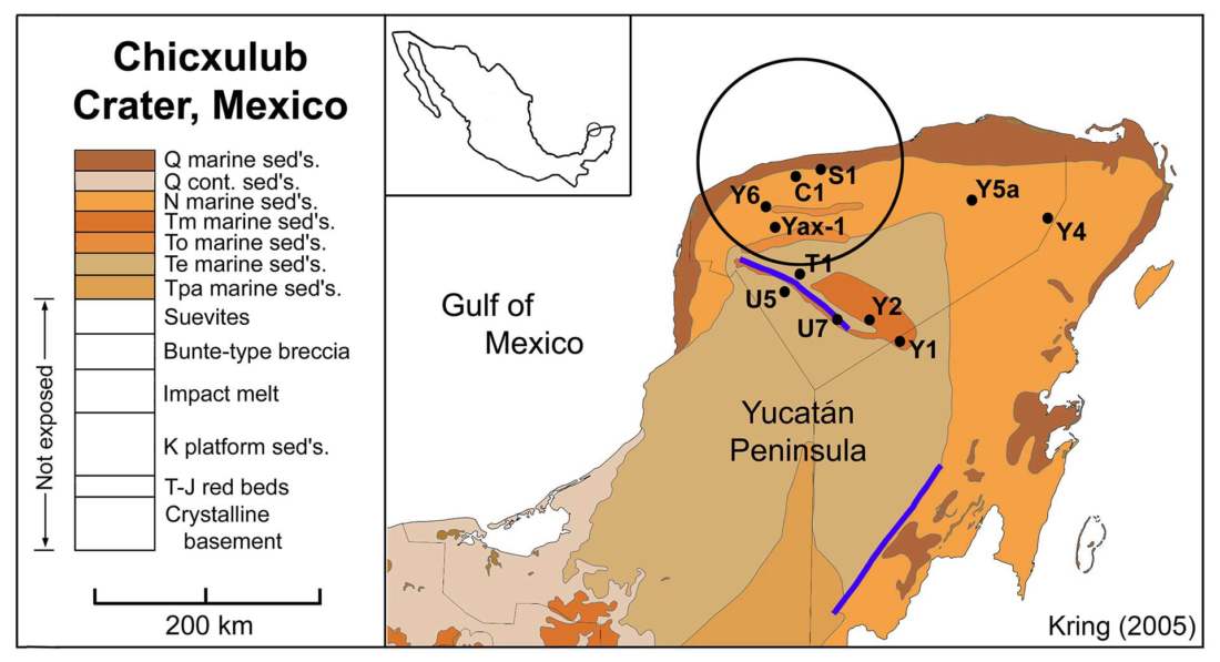 Chicxulubský kráter, Mexiko