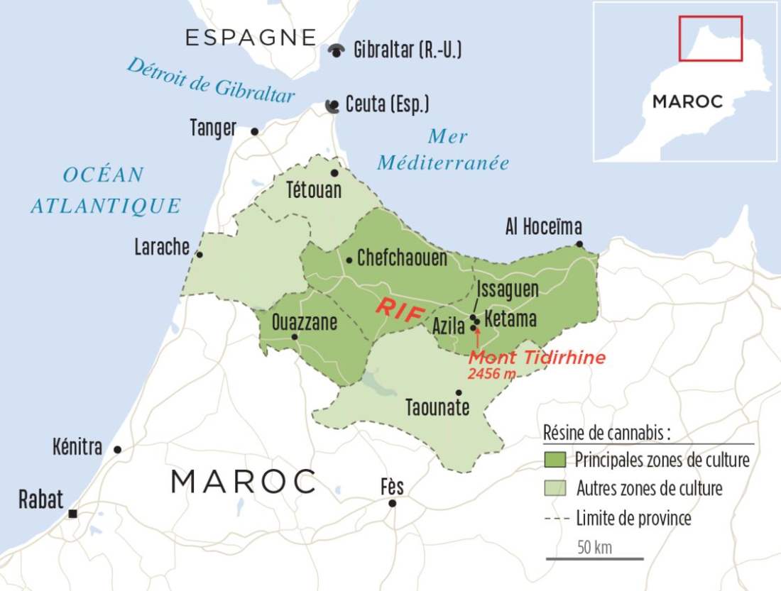 Mapa severného Maroka