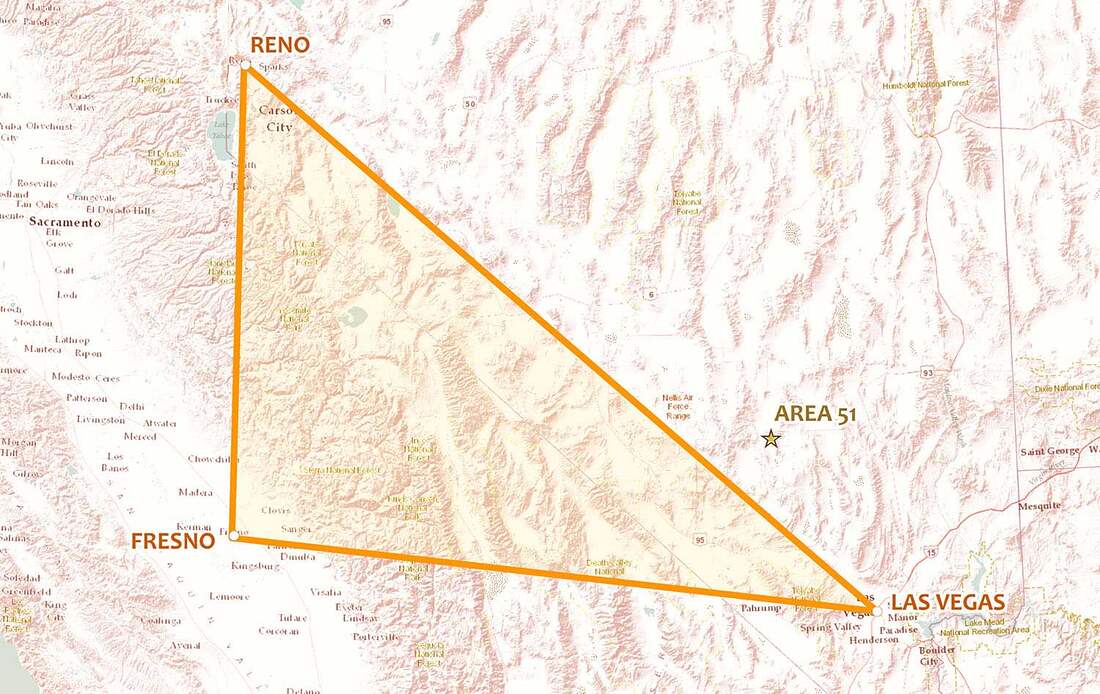 Nevada triangle, map