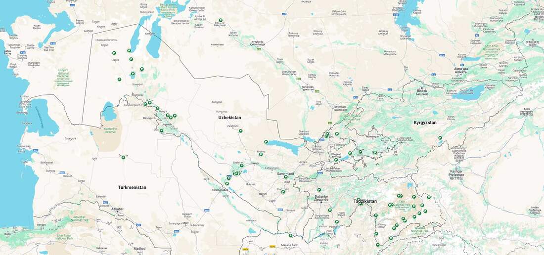 Body záujmu v Uzbekistane