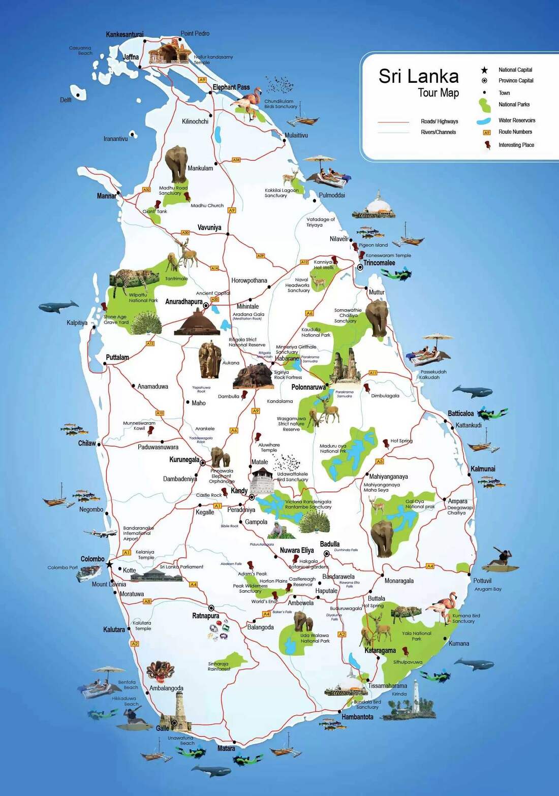Tourist map Srí Lanka