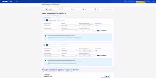 RyanAir online checkin