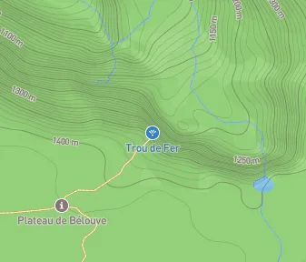 Mapa lokality Trou de Fer (Železná diera)